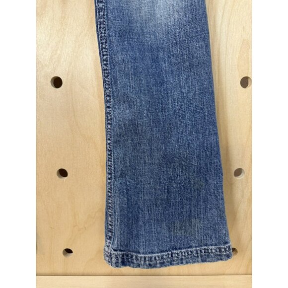 ANTIK Denim Embroidered Bright Floral Distressed Bootcut Size 28 X 32 USA - Picture 9 of 16